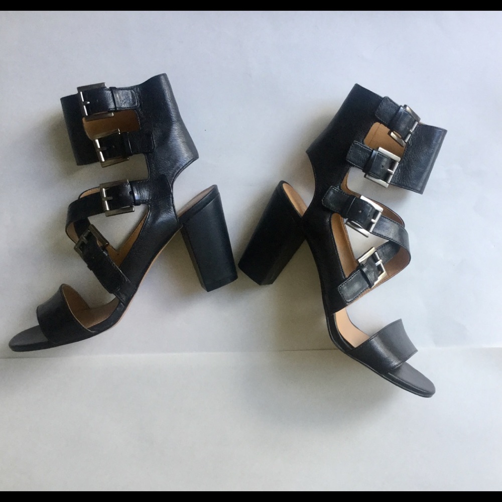 Black gladiator high heel sandals, Nine West, sz 8
